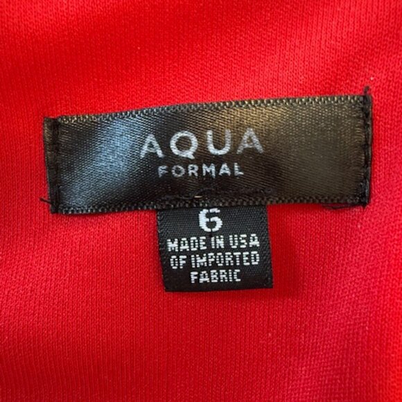 AQUA One-Shoulder Scuba Gown Red 6 - Picture 6 of 9